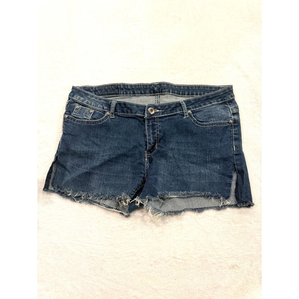 Firefly Denim Womens Blue Cut Off Jean Shorts Frayed Hem Medium Wash Size 13/14
